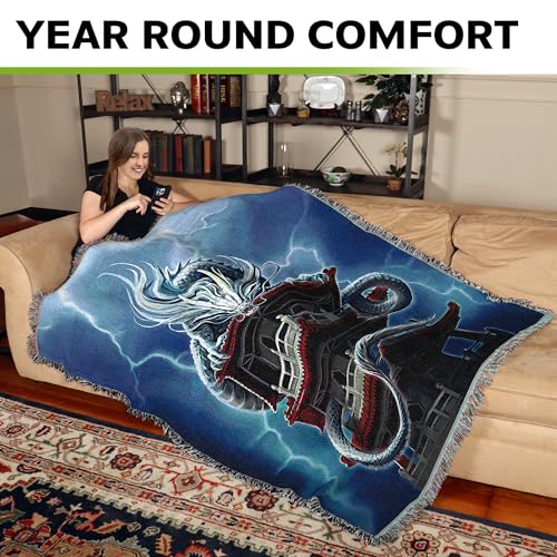 Pure Country Weavers The Tower Dragon Woven Blanket by Anne Stokes - Fantasy Gift Cotton Tapestry Throw - Made in The USA - 72" x 54" - color: Tower, size: 72" x 54"
