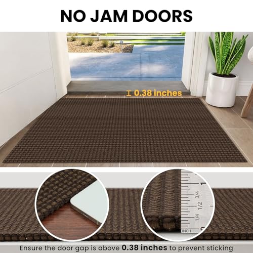 IOHOUZE Washable Runner Rug 2x5 Non Slip Runners for Hallways Entryway Runner Indoor, Kitchen Throw Rug Woven Cotton Floor Carpet for Hall Entrance Bedroom, Brown - color: Brown, size: 2' x 5' (Runner)
