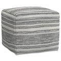 SIMPLIHOME Carina Contemporary Square Woven Pouf in Black Melange, White Wool for the Living Room, Bedroom and Kids Room - color: Black Melange, White, style: Wool Pouf