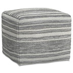 SIMPLIHOME Carina Contemporary Square Woven Pouf in Black Melange, White Wool for the Living Room, Bedroom and Kids Room - color: Black Melange, White, style: Wool Pouf