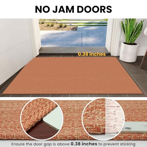 IOHOUZE Small Area Rug 2x3 Washable Woven Rugs for Entryway Non Slip Rubber Backed Front Door Rugs Indoor Doormat Throw Rug Floor Carpet for Entrance Kitchen, Rustic Orange - color: Rustic Orange, size: 2' x 3' (Rectangular)