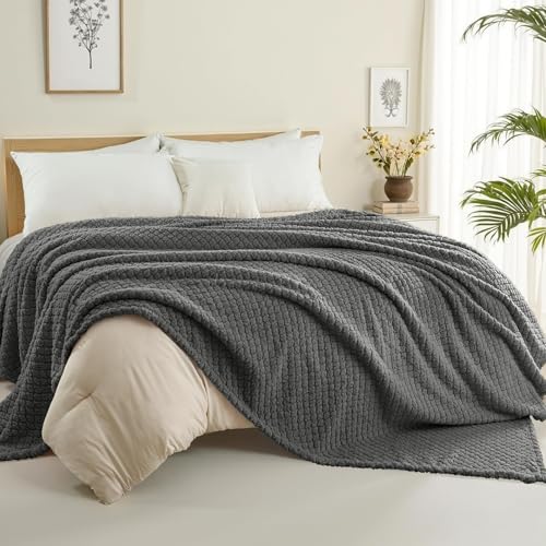Exclusivo Mezcla Twin Size Fleece Blanket for Bed, Extra Soft Warm Decorative Fuzzy Blanket for Women, Lightweight Cozy Bedding Blankets, 60x80 Inches, Dark Grey - color: Dark Grey, size: Twin ( 60x80 IN )