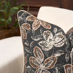 Yangest Flower Pillow Cover 18 x18 Inches, Nature Chenille Square Throw Pillow Cover Soft Luxury Neutral Accent Couch Pillow Cover for Living Room Bedroom, Black - color: Black, size: 18" x 18" (Pack of 1)