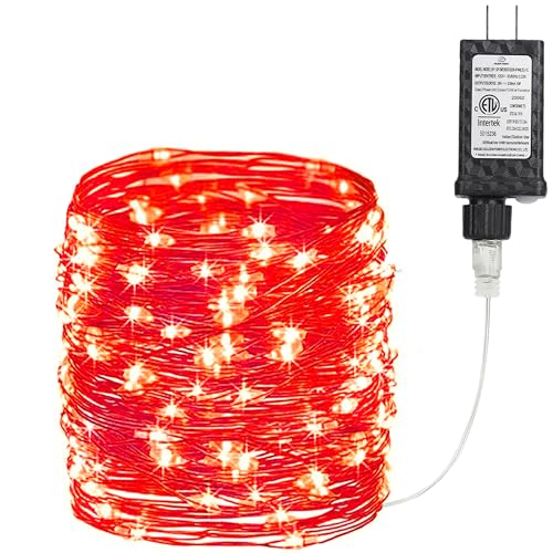Joomer Fairy String Lights 33FT 100 LEDs Plug in Fairy Lights Indoor Copper Wire String Light DIY for Bedroom, Parties, Wedding, Christmas, Outdoor, Indoor Decoration (Red, Non-Connectable) - color: Red, size: 100led