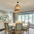 19.7" Boho Rattan Chandelier Fixture,3-Light Farmhouse Wicker Hand Woven Ceiling Hanging Chandeliers of Living Room Dining Room Kitchen Island Hallway - size: 3-Light 19.7 inch