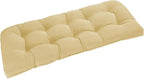 downluxe Outdoor Bench Cushion for Patio Furniture, Water Resistant Tufted Overstuffed Porch Swing Cushions, Thick Outdoor Loveseat Cushions, 44" X 19" X 5", Khaki, Set of 1