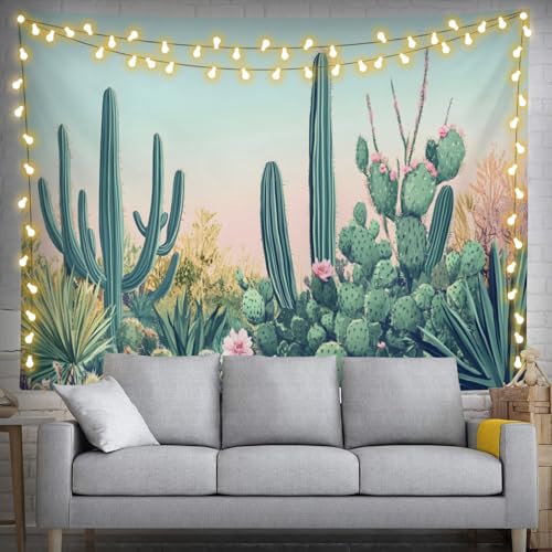 Keiutexe Cactus Tropical Tapestry 80" X 60" Desert Succulent Plants Wall Hanging Party Decorations Home Decor For Bedroom Living Room Dorm (200 X 150cm) - color: Cactus, size: 80 X 60 Inch