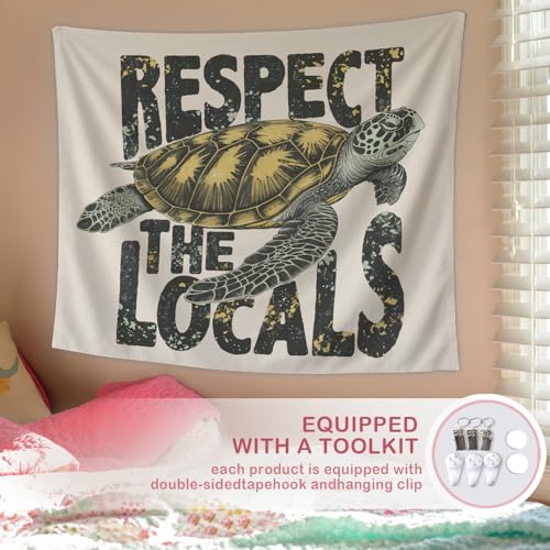 Lacama Sea Turtle Tapestry Ocean Tapestries, Vintage Ocean Green Wall Tapestries Decor for Beach House Room Bedroom College Dorm Apartment, Respect the Locals College Dorm Decor, 50x60 Inches - color: turtle-1-green
