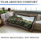 Pure Country Weavers The Fox Hunt Dog Woven Blanket - Gift Cotton Tapestry Throw - Made in The USA - 72" x 54" - color: Fox Hunt, size: 72" x 54"