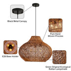 18.9IN Boho Rattan Chandelier 3-Lights Hand-Woven Rattan Pendant Light Farmhouse Wicker Dining Room Light Hanging Bamboo Pendant Light Fixture for Kitchen Island Living Room Hallway Reataurant - color: Brown-A