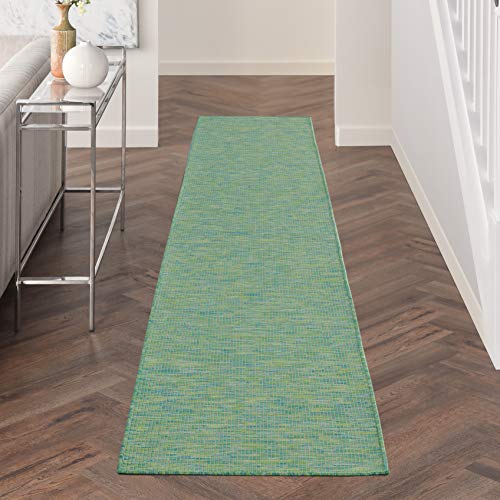 Nourison Home Positano Blue Green 2'2" x 10' Area Rug - Easy Clean, Non Shedding, Bed Room, Living Room, Dining Room, Kitchen (10' Runner) - color: Blue/Green, size: 2'2" x 10' (Runner)
