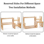 Lawei 2 Tier Bamboo Tabletop Plant Stand, Adjustable Flower Pot Holder Shelf Planter Display Stand, Small Desktop Ladder Plant Rack for Indoor Outdoor Home Patio Lawn Garden Balcony Organizer
