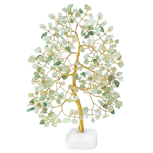 Crocon® Green Jade Crystals Tree of Life Rough Base, Birthday Gifts for Women, Home & Office Decor Money Tree Healing Crystals Women Gifts Ideas House Warming Gift Sister Unique Sage Green Decoration - color: Bd Green Jade + Quartz Base