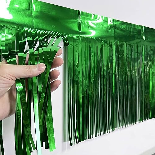 6 Packs 10 Feet Foil Fringe Garland Metallic Foil Tinsel Fringe Garland Wall Hanging Fringe Banner for Parade Floats, Wedding, Christmas，Birthday Party Halloween Decor (Green) - color: Foil Fringe Garland-green