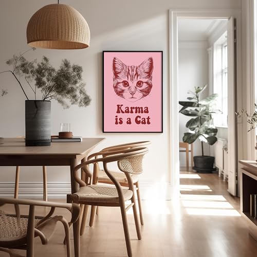 Poster Master Karma Is A Cat Poster - Retro Cat Print - Preppy & Trendy Art - Modern Design - Humorous Print - Minimal Design - Funny Quotes Decor - Dorm or Living Room Decor - 8x10 UNFRAMED - color: Style-07, size: 8"L x 10"W