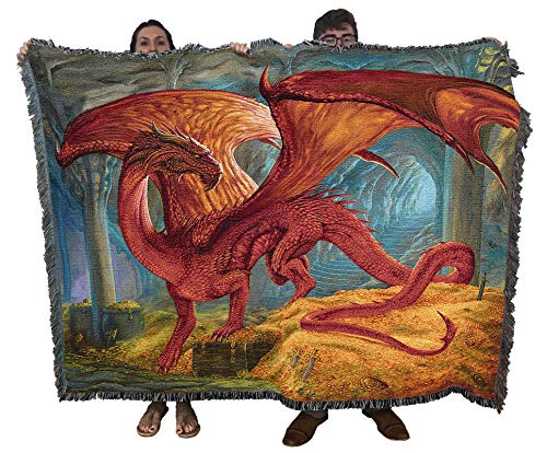 Pure Country Weavers Kwint Xent Dragon Blanket by Ciruelo - Gift Fantasy Tapestry Throw Woven from Cotton - Made in the USA (72x54) - color: Kwint Xent