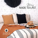 INSPIRED IVORY Linen Pillow Cover 20x20 Inch - Rustic Decorative Cinnamon Brown Throw Pillow Cover with Fringe - Farmhouse Accent Pillow Cushion Cover for Sofa, Couch, Bed Decor, Single Sham, 50x50cm