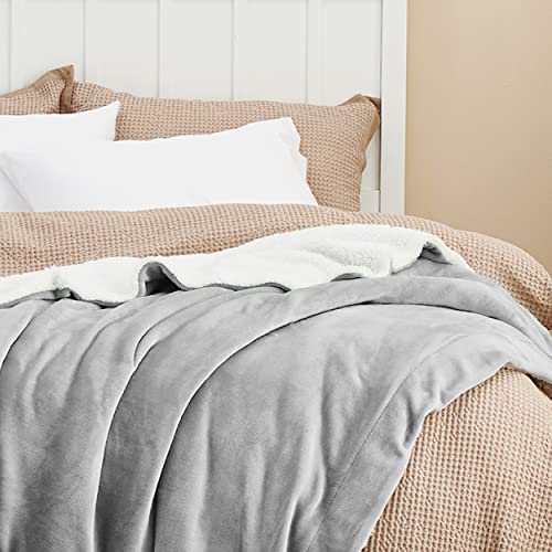 Bedsure GentleSoft Sherpa Fleece Throw Blanket for Couch, Non-Heated, Thick and Warm Throw for Women and Men, Soft Fuzzy Plush Blanket for Winter, Light Grey, 50x60 Inches - color: 02 - Light Grey, size: Throw (50" X 60")