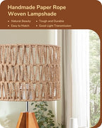 EDISHINE Small Table Lamp, Rattan Wood Tripod Bedside Lamp, Boho Nightstand Lamp for Living Room, End Table, Office, E26 Base, Natural Style - style: W-shaped Wave