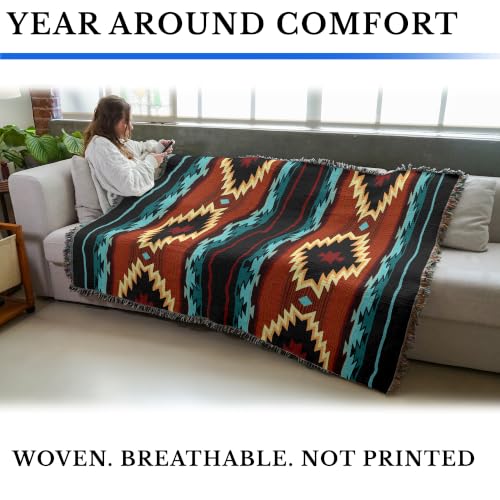 Pure Country Weavers Anatolia Blanket - Southwest Native American Inspired - Gift Tapestry Throw Woven from Cotton - Made in the USA (72x54) - color: Anatolia, size: Large
