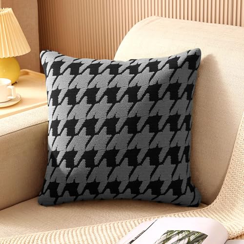 Soft Flannel Lightning Pattern Pillow Covers Decorative Throw Cushion Case for Sofa Couch Living Room with Hidden Zipper - color: Dark Gray02