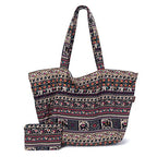 OPQRSTU Women Hippie Tote Hand Bag Large Capacity Bohemian Bag Portable Tourist Shoulder Bags - color: Brown