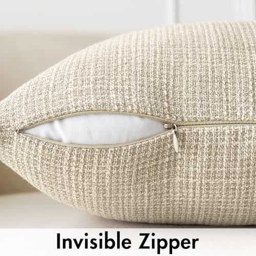 MIULEE Burlap Linen Throw Pillow Covers 20x20 Inch Set of 2 Beige Farmhouse Decorative Pillows Modern Pillowcases Soft Accent Cushion Covers for Outdoor Couch Sofa Bedroom Livingroom Home Decor - color: Beige, size: 20" x 20" (Pack of 2)