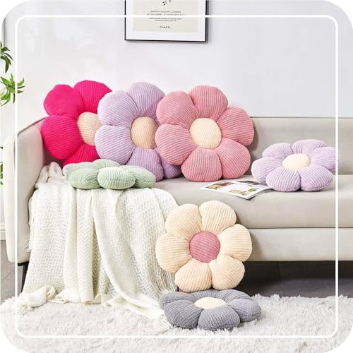 Kcvvcr Flower Throw Pillow, Soft White 17.7" Shaped Floor Pillow for Home Decor, Cute Aesthetic Plush Decorative Pillows for Bed, Sofa, Couch - color: White, size: 17.7 Inch