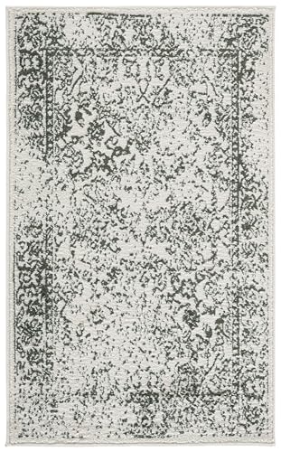 SAFAVIEH Adirondack Collection Area Rug - 2'6" x 4', Ivory & Dark Green, Distressed Vintage Floral Design, Non-Shedding & Easy to Clean, Ideal for Hallway, Foyer, Entryway, Accent Space (ADR109X) - color: Ivory/Dark Green, size: 2'6" x 4' (Rectangular)