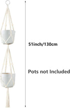 Belit 2 Pack Double Macrame Plant Hangers 2 Tier Hanging Planter Basket Decorative Flower Pot Holder Rope for Indoor Outdoor Home Decor 51 Inch
