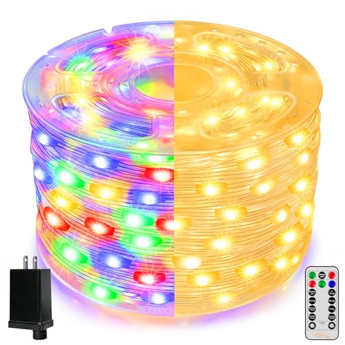 Ollny Christmas Lights Warm and Multicolor, 600LED 197FT Christmas Tree Lights IP67 Waterproof, Plug in Fairy Light with Remote 11 Modes Timer, Xmas Light for Outdoor Indoor House Holiday - color: Warm and Multicolor, size: 600 LEDs