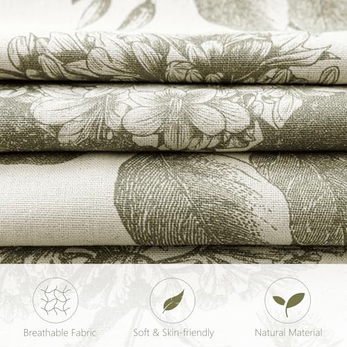 Foindtower Set of 2 Linen Floral Throw Pillow Covers Vintage Accent Print Decorative Cushion Covers Farmhouse Boho Home Decor for Sofa Chair Couch Bedroom Living Room,20×20 Inch,Sage Green - color: Cedar Green, size: 20" x 20" (Pack of 2)