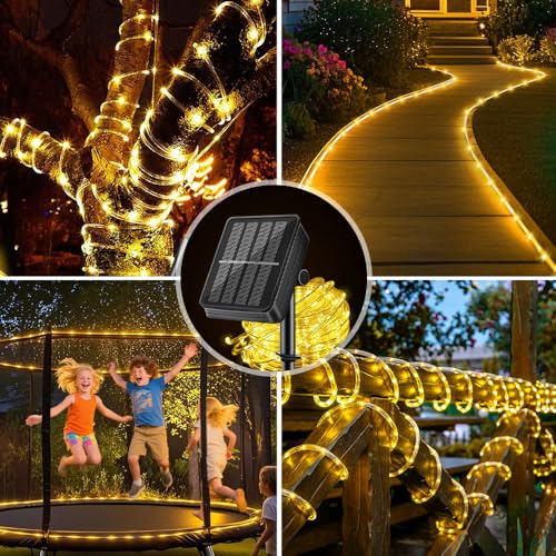 LairtPOW Solar Rope Light 2 Pack Waterproof IP65 39FT 100LEDs Outdoor LED ‎Solar Outdoor Lights for Party Garden Yard Home Wedding Christmas Halloween Holiday Tree Decoration Lighting - color: Warm White, size: 100 LED 2 PACK
