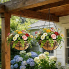 Hanging Planters for Outdoor Plants,2 Pack 12 inch Wire Hanging Baskets with Coco Coir Liner,Hanging Flower Basket for Indoor,Outdoor Garden Decoration