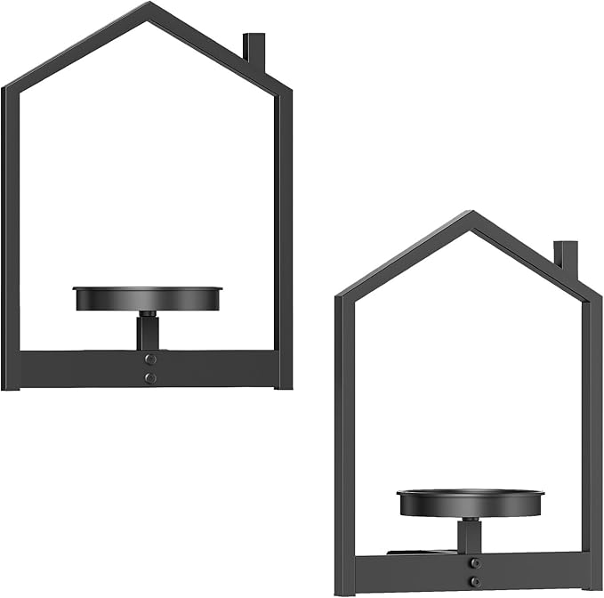 HOOBRO Wall Plant Holder, Wall Planters for Indoor Plants Set of 2, Plant Hanger Indoor Window Plant Shelves Frames Decor for Living Room Window, Black BK08HJP201