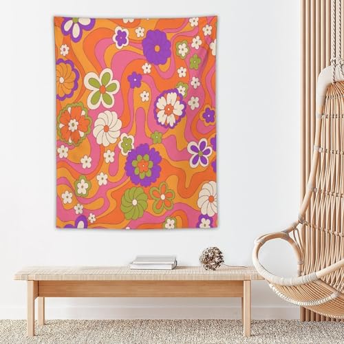 70s Vintage Flower Tapestry，Retro Floral Hippie Aesthetic Art Tapestries Home Decor for Living Room Bedroom Nursery 30"x40" - color: 70s Flower-4, size: 40"L x 30"W