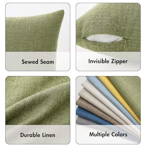 MIULEE Pack of 2 Decorative Linen Burlap Textured Pillow Covers Farmhouse Boho Accent Pillowcases Spring Home Decor for Couch Sofa Bedroom Living Room 18x18 Inch Light Olive Green - color: Light Olive Green, size: 18" x 18" (Pack of 2)