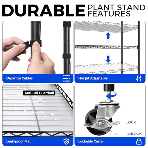 CX1 Plant Stand with Grow Lights for Indoor Plants, 5-Tier Large Tall Metal Plant Shelf with 1.6FT 160W Full Spectrum Plant Lights for Indoor Growing, 47x13.8x70.9IN - color: 5000k-cx1, size: 47.2x13.8x70.9IN