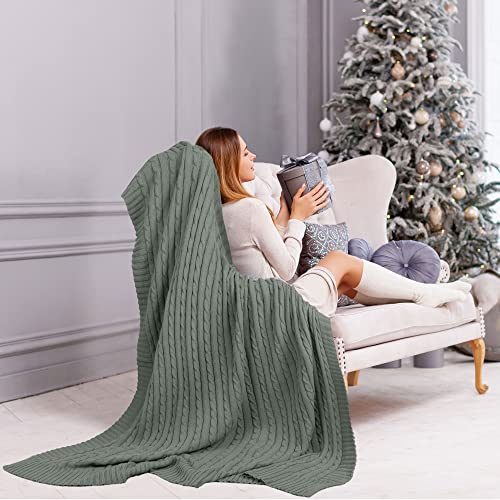 uxcell 100% Cotton Knitted Throw Blanket for Sofa and Couch Soft Lightweight Cable Knit Blanket Home Decors Blanket, Grey 50" x 60" - color: Grey, size: Throw (50" *60")