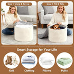 Tiita Round Stuffed Pouf Ottoman, Plush Poufs with Foam Chunk Filling, Foot Rest Stool for Living Room, Cream - color: Round Cream