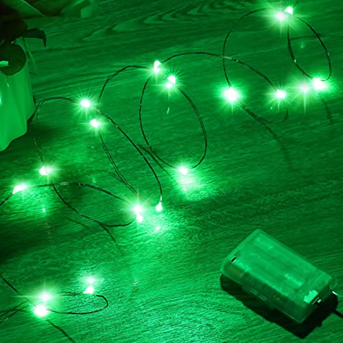 Ariceleo Mini St. Patrick's Day Fairy Lights Battery Operate, 2 Pack Copper Wire 3*AAA Battery Powered Led Starry Fairy String Lights for Bedroom, Christmas, Party, Wedding, Decoration(5m/16ft Green) - color: Green, size: 2 Pack