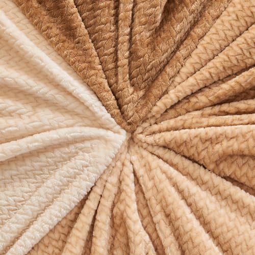 NEWCOSPLAY Super Soft Twin Blanket Ombre Brown Premium Silky Flannel Fleece Leaves Pattern Lightweight Bed Blanket All Season Use (Ombre Brown, Twin(60"x80")) - color: Ombre Brown, size: Twin(60"x80")