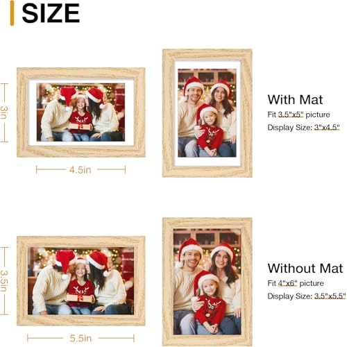 decorUhome 4x6 Picture Frame Set of 10, Display Photos 3.5x5 with Mat or 4x6 Unmatted for Picture Frames Collage Wall Decor, Natural - color: Natural, size: 4x6