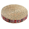 SUPVOX Woven Floor Pillow Meditation Cushion Handmade Indoor Seating Mat 30cm Diameter Bohemian Red Natural Grass Floor Cushion for Mindfulness Practice and Home Decor