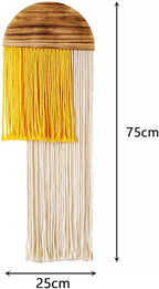 Macrame Wall Hanging, Boho Woven Tapestry, Modern Tassel Wall Decor, Handmade Wall Art Tapestry for Bedroom, Living Room, Home, Bohemian Apartment Decoration Ornament Craft (Yellow Semicircle)