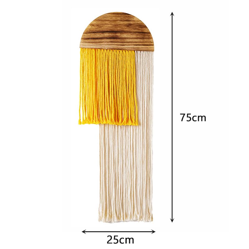 Macrame Wall Hanging, Boho Woven Tapestry, Modern Tassel Wall Decor, Handmade Wall Art Tapestry for Bedroom, Living Room, Home, Bohemian Apartment Decoration Ornament Craft (Yellow Semicircle) - color: Yellow Semicircle