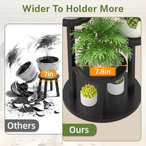 iDavosic.ly 5 Tier Plant Stand Indoor, Tiered Corner Wood Multiple Flower Holder Shelf, Tall Orchid Display Rack for Living Room Bedroom, Black - color: Pine Black, size: 5 Tiers