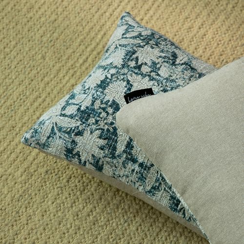 Handblock Printed Vintage Indian Cotton Decorative Throw Pillow Covers, Set of 2 (Denim Blue, 12" x 20" (Pack of 2)) - color: Denim Blue, size: 20" x 12" (Pack of 2)