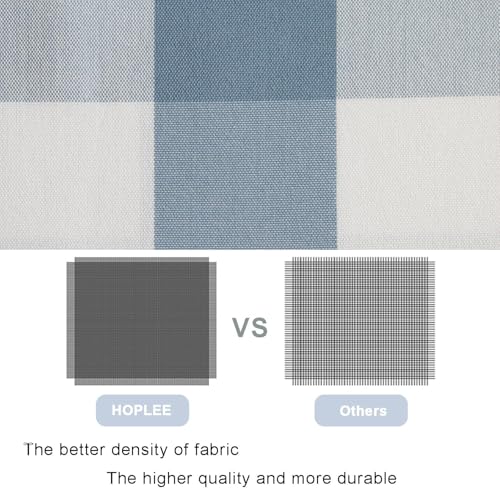 HOPLEE Farmhouse Light Blue Pillow Covers 22x22 Buffalo Check Pillows Covers Blue and White Pillow Covers with Pom Pom for Home Decor 22x22 Inches Set of 2 - color: Blue Plaid Pom, size: 22" x 22" (Pack of 2)