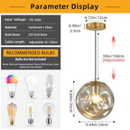 Modern Amber Concave Glass Pendant Light, Kitchen Island Lighting Single Globe Pendant Light Fixtures Century Kitchen Island Pendant Lighting for Bedroom Living Dining Room Light （Without Bulb） - color: Amber-1 Light-1PC